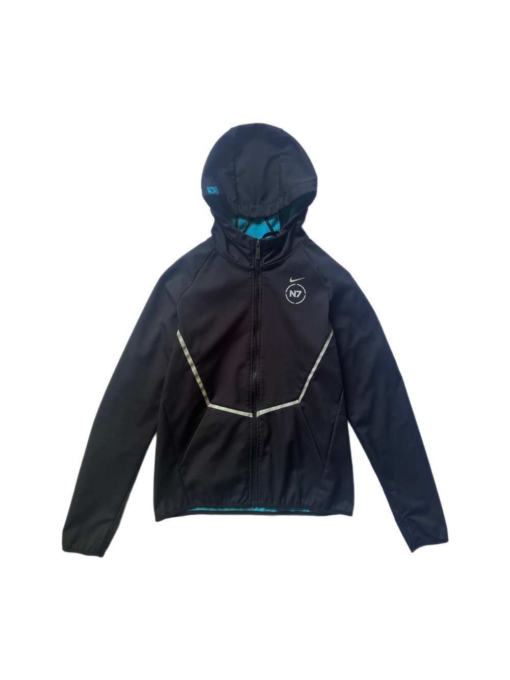 Nike Black N7 Hybrid Fleece Lined Reflective Trim Hooded Jacket